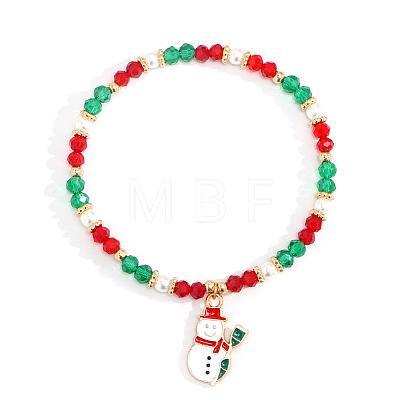 Christmas 304 Stainless Steel Enamel Charm Bracelets UB9806-5-1