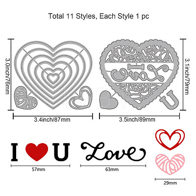 GLOBELAND 2Pcs 2 Styles Valentine's Day Carbon Steel Cutting Dies Stencils DIY-DM0004-08-1