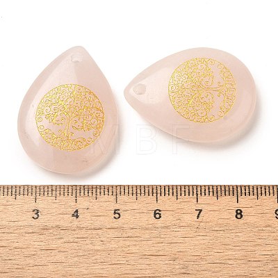 Natural Rose Quartz Drop Pendants G-C158-01D-1