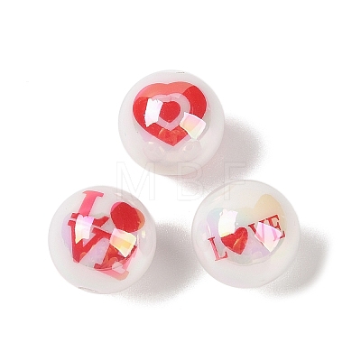 10Pcs UV Plating Colours Acrylic Beads OACR-S146-01H-1