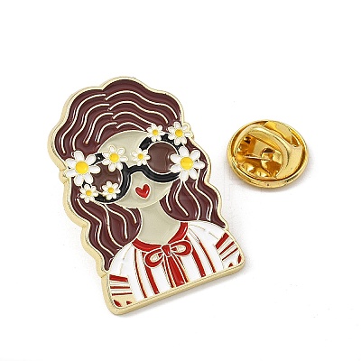 Hippie Daisy Girl Enamel Pins AL-Z002-01G-02-1