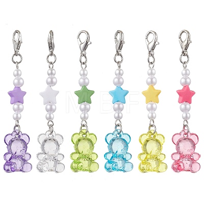 Transparent Acrylic Bear Star Pendant Decoraton X1-HJEW-JM02025-1