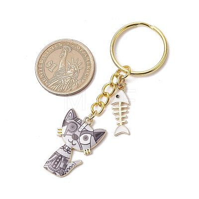 Alloy Enamel Cat Keychain KEYC-JKC01182-04-1