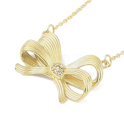 304 Stainless Steel Crystal Rhinestone Cable Chain Bowknot Pendant Necklaces for Women NJEW-C055-08G-1
