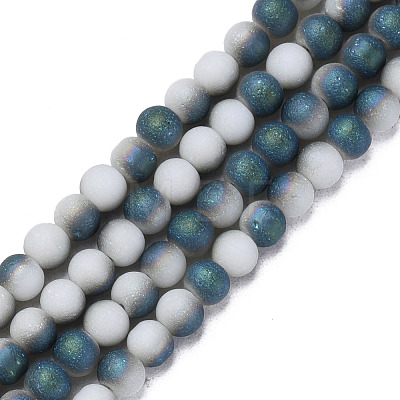 Electroplate Frosted Glass Beads Strands EGLA-N006-036E-1
