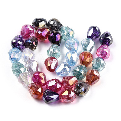 Transparent Electroplate Glass Beads Strands EGLA-N006-079-1