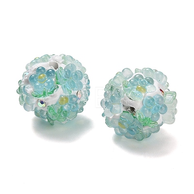 Polymer Clay Rhinestone Beads with Resin RESI-Z045-07-1