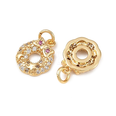 Christmas Brass Micro Pave Cubic Zirconia Charms KK-L255-18G-03-1