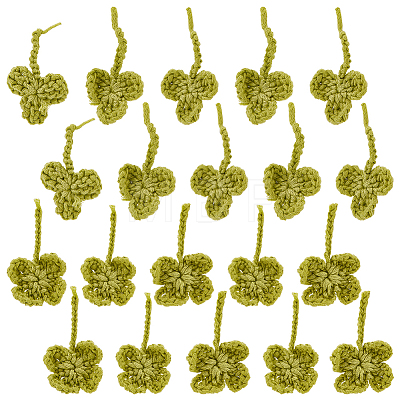 20Pcs 2 Style Shamrock & Clover Shape Polyester Knitted Costume Ornament Accessories DIY-BC0006-64-1