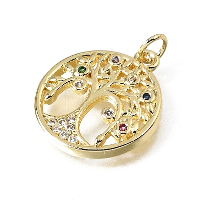 Brass Micro Pave Colorful Cubic Zirconia Charms CU-L001-12G-03-1