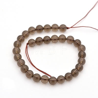 Natural Smoky Quartz Round Beads Strands G-P088-18-6mm-1