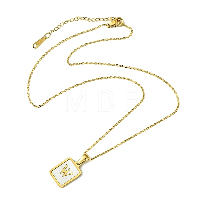 Ion Plating(IP) Rectangle with Initial Letter 304 Stainless Steel Pendant Necklace NJEW-R265-04G-W-1