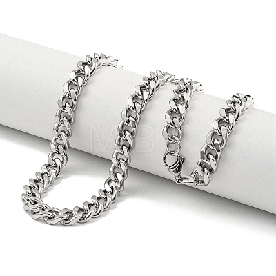 Non-Tarnish 201 Stainless Steel Cuban Link Chain Necklaces for Women and Men NJEW-F322-11P-03-1