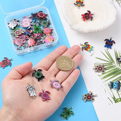 60Pcs 15 Styles Alloy Enamel Connector Charms ENAM-CJ0004-88-1