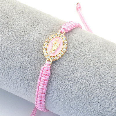 Religion Alloy Rhinestone and Enamel Link Bracelets FS-WG5574D-02-1