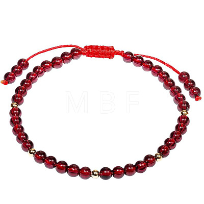 Natural Round Garnet Braided Bead Bracelets XS5464-8-1