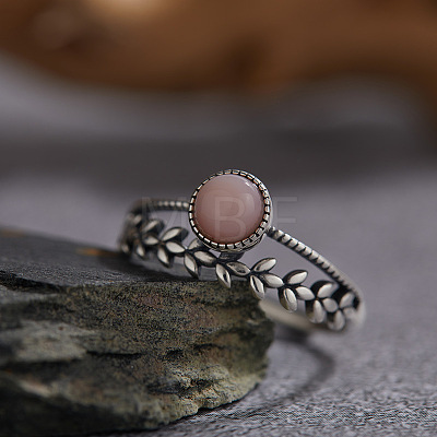 925 Sterling Silver with Natural Pink Opal Finger Rings WGB2E64-17-1