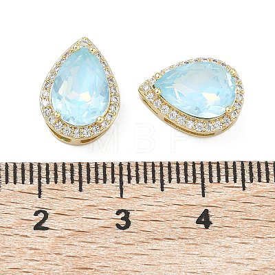 Teardrop Brass Micro Pave Cubic Zirconia Bead KK-C251-24G-1