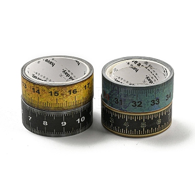 4 Rolls Retro Ruler Decorative Paper Tapes STIC-C008-01A-1