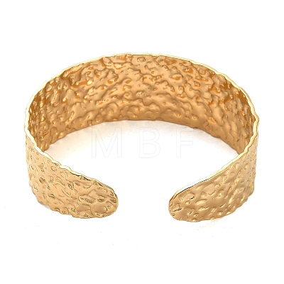 304 Stainless Steel Textured Flat Cuff Bangles BJEW-G694-04G-1