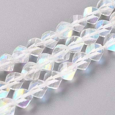 Electroplate Transparent K9 Glass Beads Strands GLAA-L028-8mm-B09-1