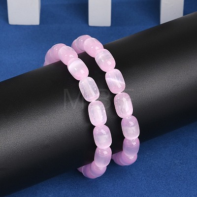 Dyed Natural Selenite Column Beaded Stretch Bracelets for Women BJEW-I312-05E-1