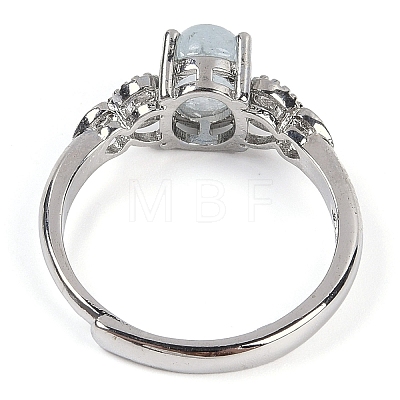 Oval Natural Aquamarine Adjustable Rings RJEW-Q819-01P-06-1