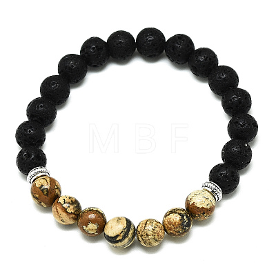 Natural Picture Jasper Beads Stretch Bracelets BJEW-R309-02-A11-1
