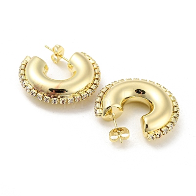 Brass Micro Pave Cubic Zirconia Donut Stud Earrings EJEW-I300-10A-G-1