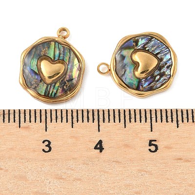 304 Stainless Steel Pave Natural Paua Shell Pendants X-STAS-F319-02B-G01-1