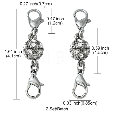 1Pc Alloy Crystal Rhinestone Magnetic Clasps ALRI-YW0001-11B-1