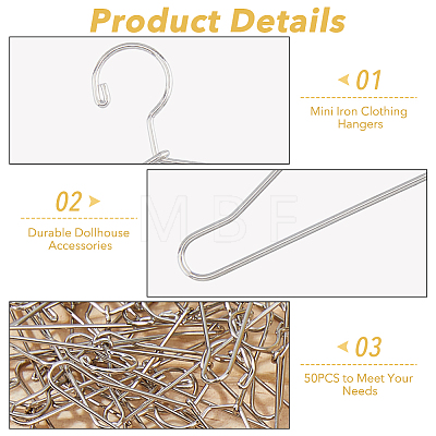 SUPERFINDINGS 50Pcs Mini Iron Clothing Hanger AJEW-FH0004-38A-P-1