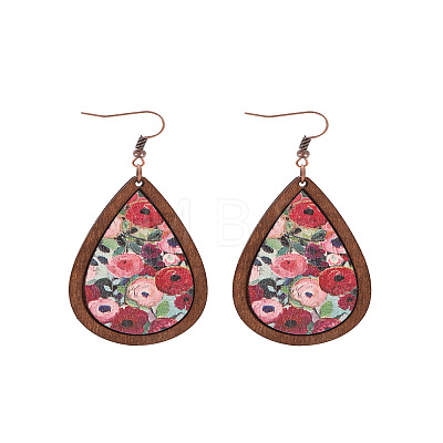 Wood Dangle Earrings FS-WG89FD2-01-1
