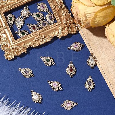 3Pcs Brass Micro Pave Cubic Zirconia Links Connectors KK-YW0003-49LG-04-1