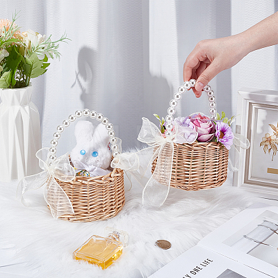 6Pcs Plastic Flower Baskets with Handle DIY-WA0001-21-1
