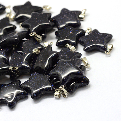 Star Synthetic Blue Goldstone Pendants G-Q367-06-1