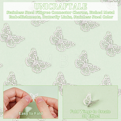 Unicraftale 100Pcs 304 Stainless Steel Filigree Connector Charms STAS-UN0057-14-1