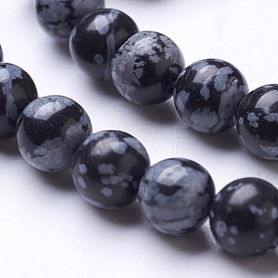 Natural Snowflake Obsidian Beads Strands G-D855-11-6mm-1