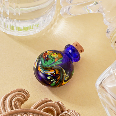 Handmade Lampwork Perfume Bottle Pendants LAMP-TADJ0001-05E-1
