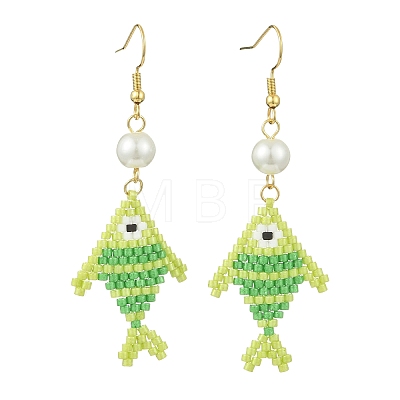 304 Stainless Steel with Glass Cylinder Seed Beads Dangle Earrings EJEW-MZ00815-01-1