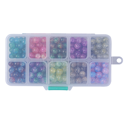 10 Colors Baking Painted Crackle Glass Beads DGLA-JP0001-08-B-1