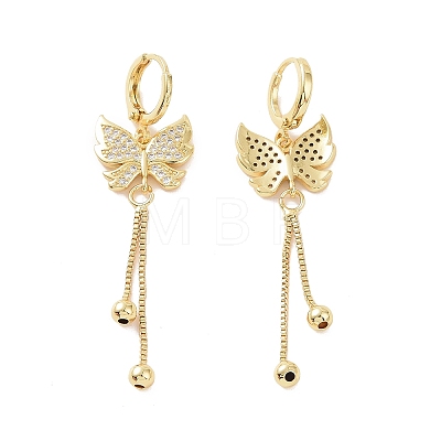 Clear Cubic Zirconia Butterfly Dangle Leverback Earrings EJEW-P224-01G-1