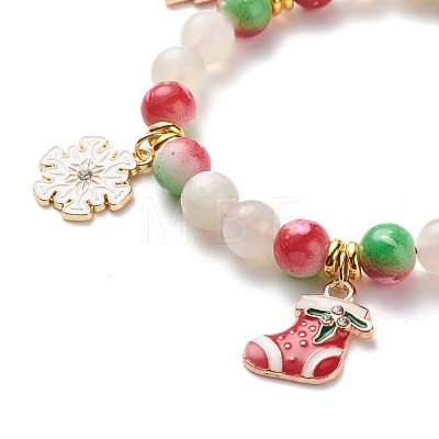 Christmas Tree & Snowflake & Snowman Charm Bracelet BJEW-JB08663-1