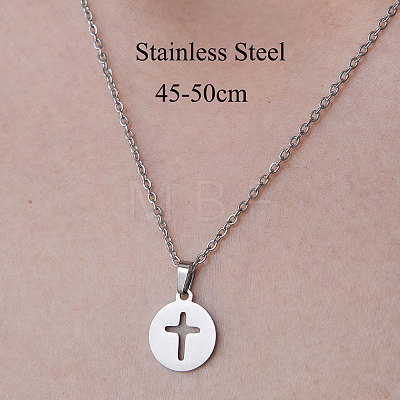 201 Stainless Steel Cross Pendant Necklace NJEW-OY001-12-1