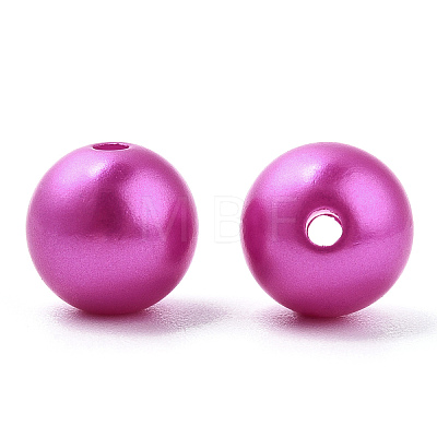 Spray Painted ABS Plastic Imitation Pearl Beads OACR-T015-05C-14-1