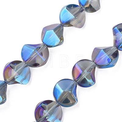 Electroplate Transparent Glass Beads Strands EGLA-N008-019-1