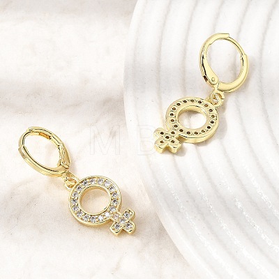 Brass Micro Pave Cubic Zirconia Leverback Dangle Earrings KK-CBA04DC-03G-1
