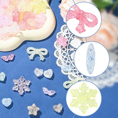 180Pcs 6 Styles Transparent Crackle Acrylic Beads OACR-YW0004-30-1