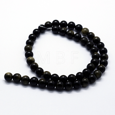 Natural Golden Sheen Obsidian Beads Strands G-I199-14-6mm-1