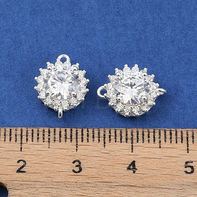 925 Sterling Silver Pave Clear Cubic Zirconia Connector Charms STER-P060-01S-1